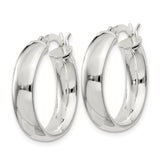 Sterling Silver Hoop Earrings, 20mm Polished Round Hinged Snap Hoops for Women