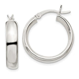 Sterling Silver Hoop Earrings, 20mm Polished Round Hinged Snap Hoops for Women