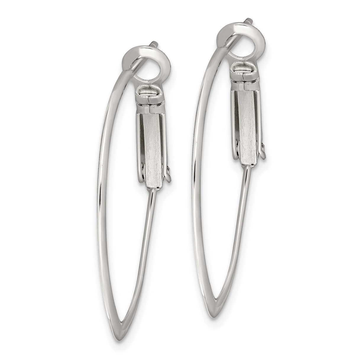 Sterling Silver Oval Hoop Earrings, Hinged Snap Closure, Lightweight Minimalist Design for Women