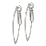 Sterling Silver Oval Hoop Earrings, Hinged Snap Closure, Lightweight Minimalist Design for Women