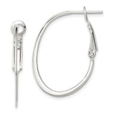 Sterling Silver Oval Hoop Earrings, Hinged Snap Closure, Lightweight Minimalist Design for Women