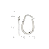 Sterling Silver Oval Hoop Earrings with Textured Hammered Finish, Latch-Back Closure