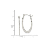 Sterling Silver Oval Hoop Earrings with Hammered Textured Design for Women