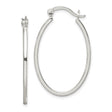 Sterling Silver Oval Hoop Earrings, Polished Lightweight Minimalist Design for Women