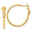 Sterling Silver Hoop Earrings, Gold Tone Polished Finish, Hinged Snap Closure, Medium Size