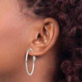 Sterling Silver Hoop Earrings, Polished Round Minimalist Design with Latch-Back Closure