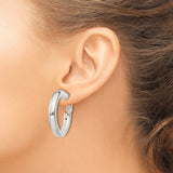 Sterling Silver Hoop Earrings, Smooth High Polish Round Design with Omega Back Closure