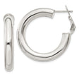 Sterling Silver Hoop Earrings, Smooth High Polish Round Design with Omega Back Closure