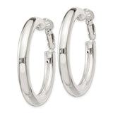 Sterling Silver Hoop Earrings with Omega Back, Small Lightweight Polished Round Design for Women