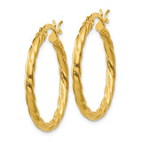 Sterling Silver Twisted Spiral Tube Hoop Earrings with Polished Rope Design