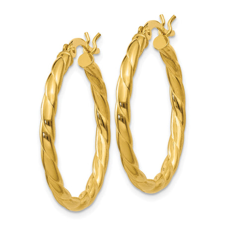Sterling Silver Twisted Spiral Tube Hoop Earrings with Polished Rope Design