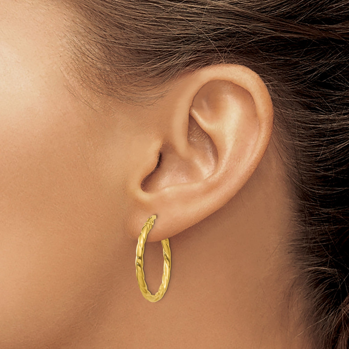Sterling Silver Twisted Spiral Tube Hoop Earrings with Polished Rope Design