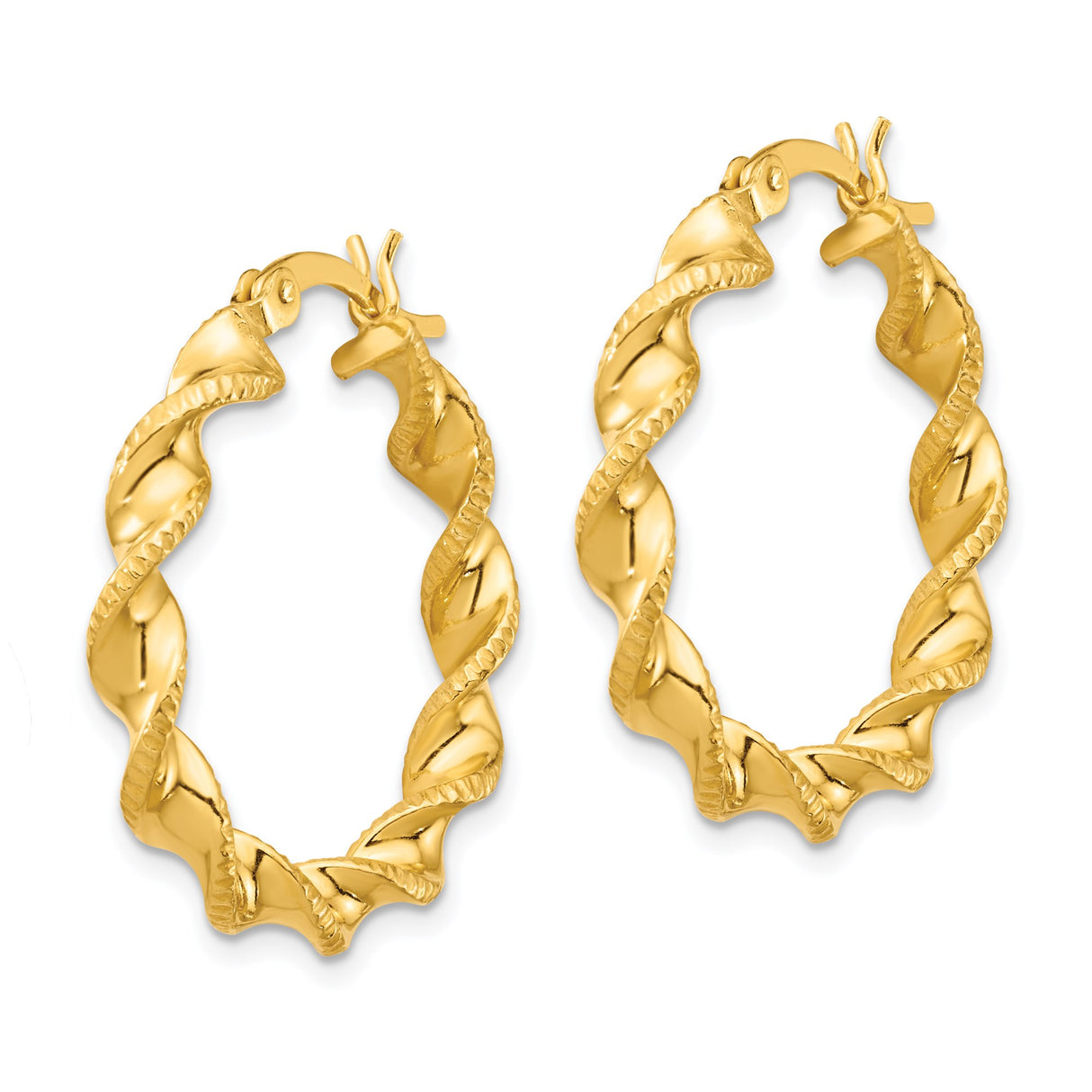 Sterling Silver Twisted Spiral Tube Hoop Earrings with Textured Rope Design