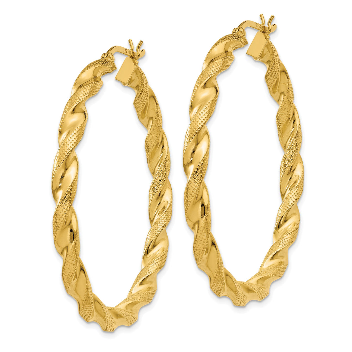 Sterling Silver Twisted Hoop Earrings with Spiral Rope Design and Textured Finish