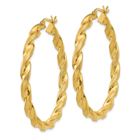 Sterling Silver Twisted Hoop Earrings with Spiral Rope Design and Textured Finish