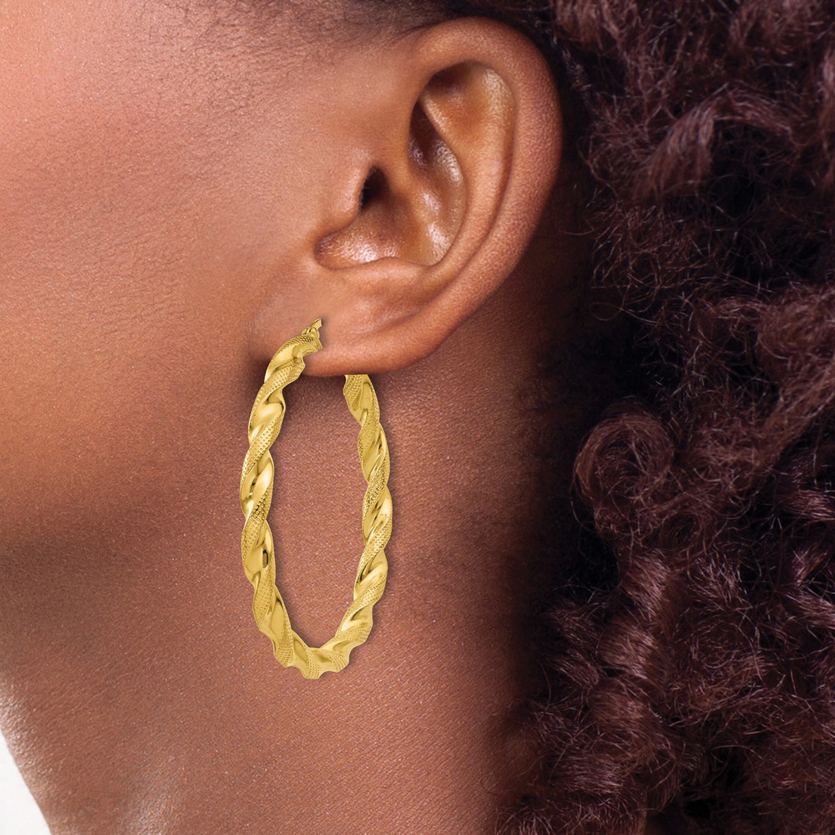 Sterling Silver Twisted Hoop Earrings with Spiral Rope Design and Textured Finish