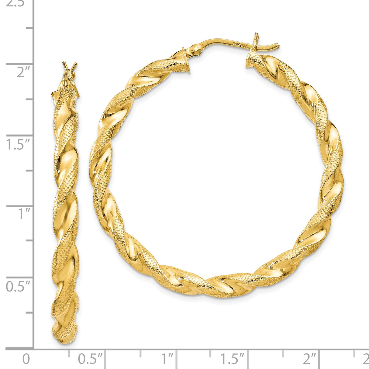 Sterling Silver Twisted Hoop Earrings with Spiral Rope Design and Textured Finish