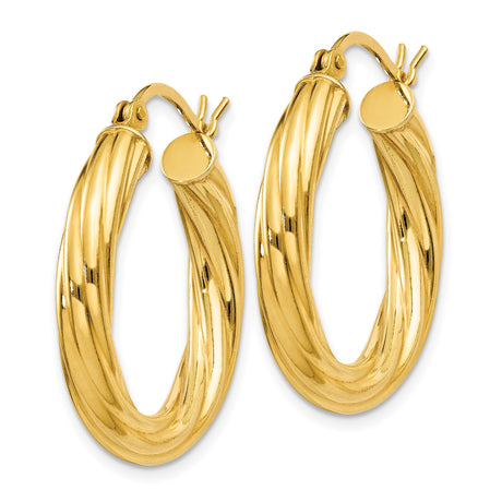 Sterling Silver Twisted Hoop Earrings, Gold Plated Rope Design, Medium Size for Women