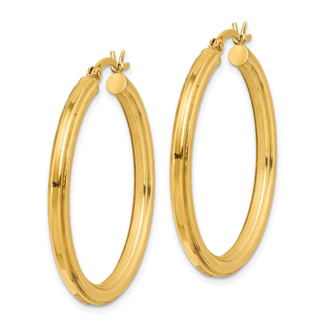 Sterling Silver Gold Plated Hoop Earrings, Classic 3mm Round Tube, Smooth Polished Finish