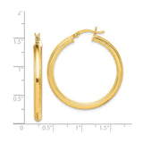 Sterling Silver Gold Plated Hoop Earrings, Classic 3mm Round Tube, Smooth Polished Finish
