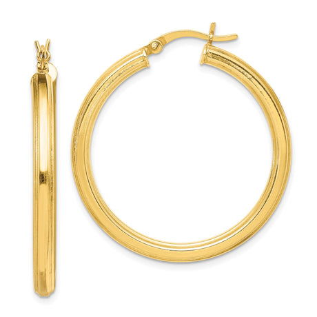 Sterling Silver Gold Plated Hoop Earrings, Classic 3mm Round Tube, Smooth Polished Finish
