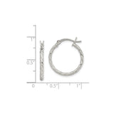 Sterling Silver Hoop Earrings with Twisted Rope Design, Textured Medium Fashion Style for Women