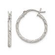 Sterling Silver Hoop Earrings with Twisted Rope Design, Textured Medium Fashion Style for Women