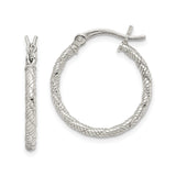 Sterling Silver Hoop Earrings with Twisted Rope Design, Textured Medium Fashion Style for Women