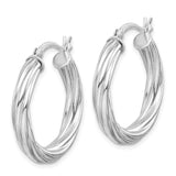 Sterling Silver Hoop Earrings, Twisted Layered Braided Design, Polished Finish