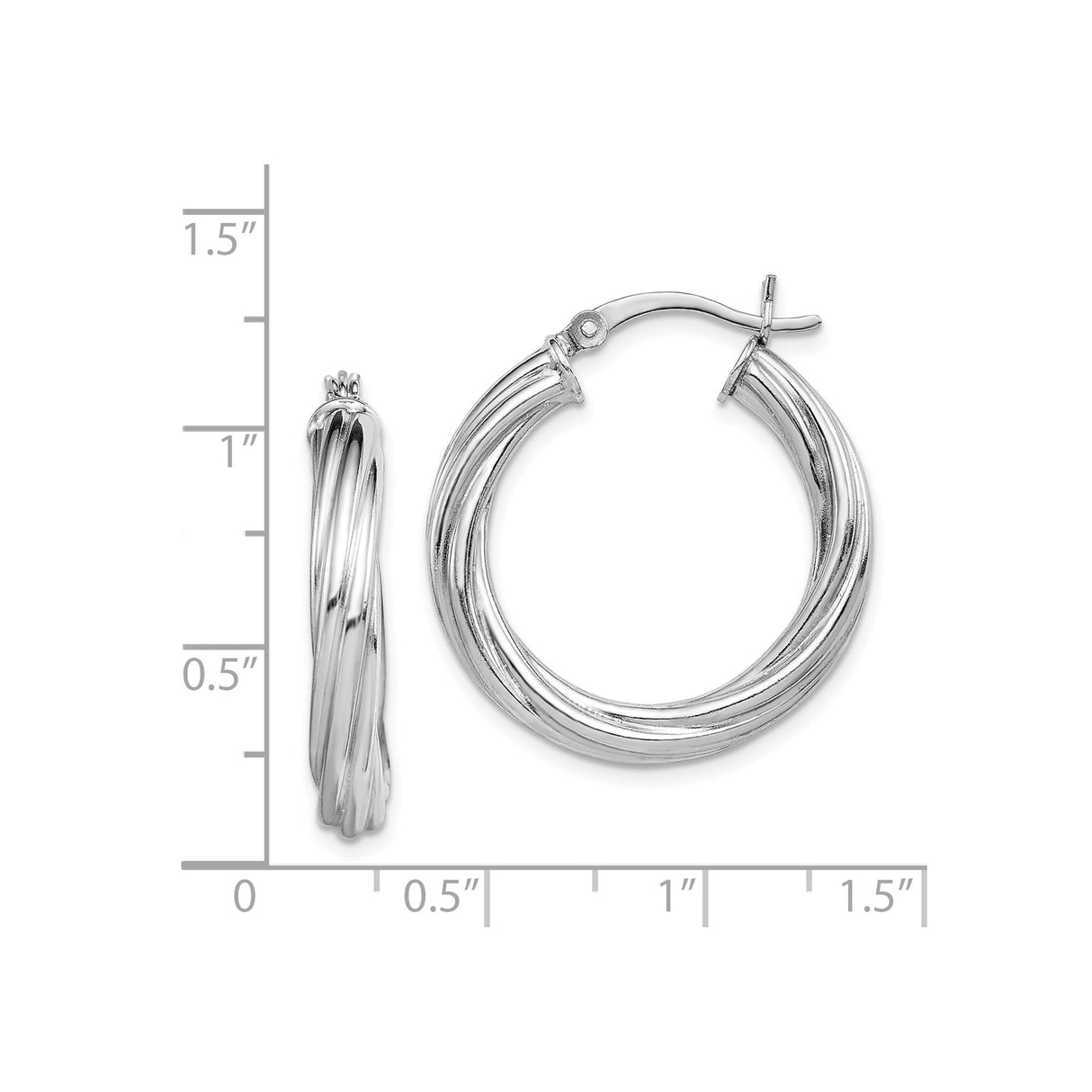 Sterling Silver Hoop Earrings, Twisted Layered Braided Design, Polished Finish