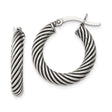 Sterling Silver Twisted Hoop Earrings with Bold Rope Design and Oxidized Detailing