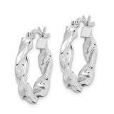 Sterling Silver Twisted Hoop Earrings, Polished Braided Design, Lightweight Modern Style