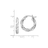 Sterling Silver Twisted Hoop Earrings, Polished Braided Design, Lightweight Modern Style