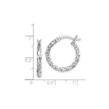 Sterling Silver Twisted Hoop Earrings with Braided Design and Textured Finish