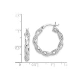 Sterling Silver Twisted Hoop Earrings with Braided Polished Design for Women