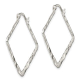 Sterling Silver Square Hoop Earrings with Hammered Finish and Wavy Geometric Design