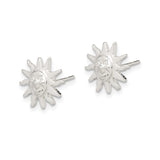 Sterling Silver Sun Face Stud Earrings With Radiant Rays
