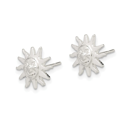 Sterling Silver Sun Face Stud Earrings With Radiant Rays