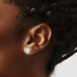 Sterling Silver Sun Face Stud Earrings With Radiant Rays