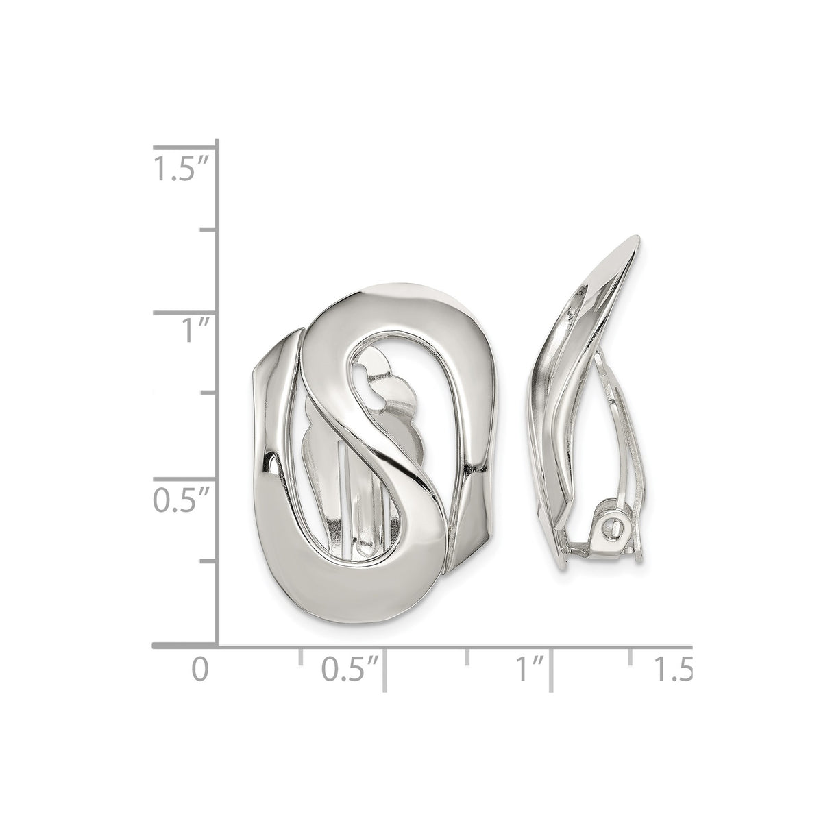 Sterling Silver Clip On Earrings Sculptural Swirl Polished