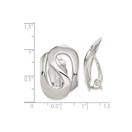 Sterling Silver Clip On Earrings Sculptural Swirl Polished