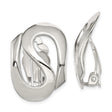 Sterling Silver Clip-On Earrings for Women with Sculptural Swirl Design, High-Polish Finish, Modern Abstract Jewelry for Non-Pierced Ears, Bold Artistic Statement for Casual or Formal Looks