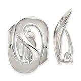 Sterling Silver Clip-On Earrings for Women with Sculptural Swirl Design, High-Polish Finish, Modern Abstract Jewelry for Non-Pierced Ears, Bold Artistic Statement for Casual or Formal Looks