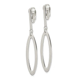 Sterling Silver Clip On Elongated Oval Dangle Earrings