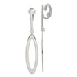 Sterling Silver Clip On Elongated Oval Dangle Earrings for Women with Open Design, Sleek Minimalist Style, Nonpierced Modern Ear Clips, Lightweight Fashion Jewelry for Everyday or Formal Wear