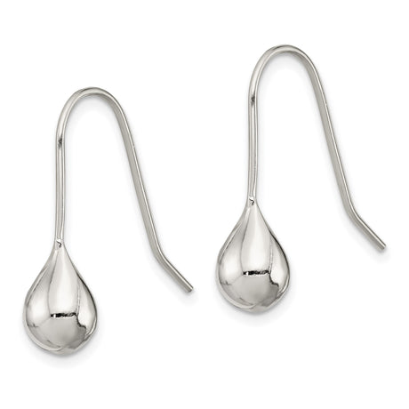 Sterling Silver Teardrop Dangle Earrings, Sleek Minimalist Design, Lightweight Modern Jewelry