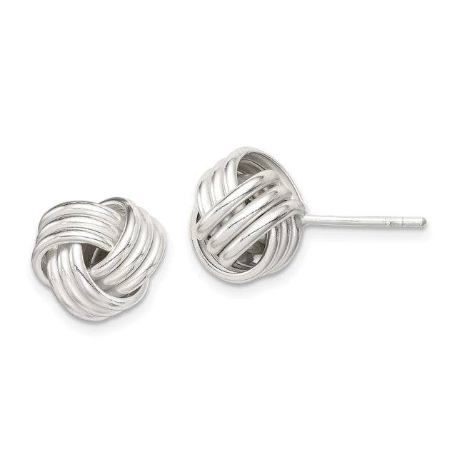 Sterling Silver Love Knot Stud Earrings, Woven Knot Design, Symbol of Everlasting Love