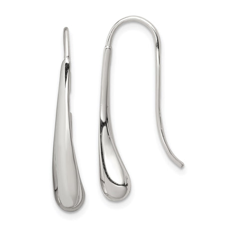 Sterling Silver Drop Earrings with Teardrop Dangle Design, Polished Minimalist Style