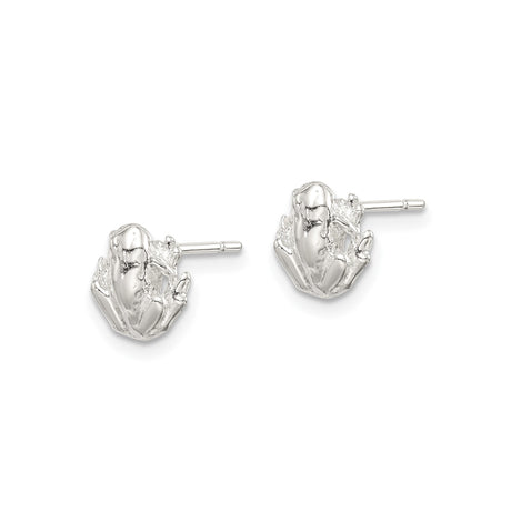Sterling Silver Frog Stud Earrings with 3D Animal Design, Nature Inspired Jewelry for Women