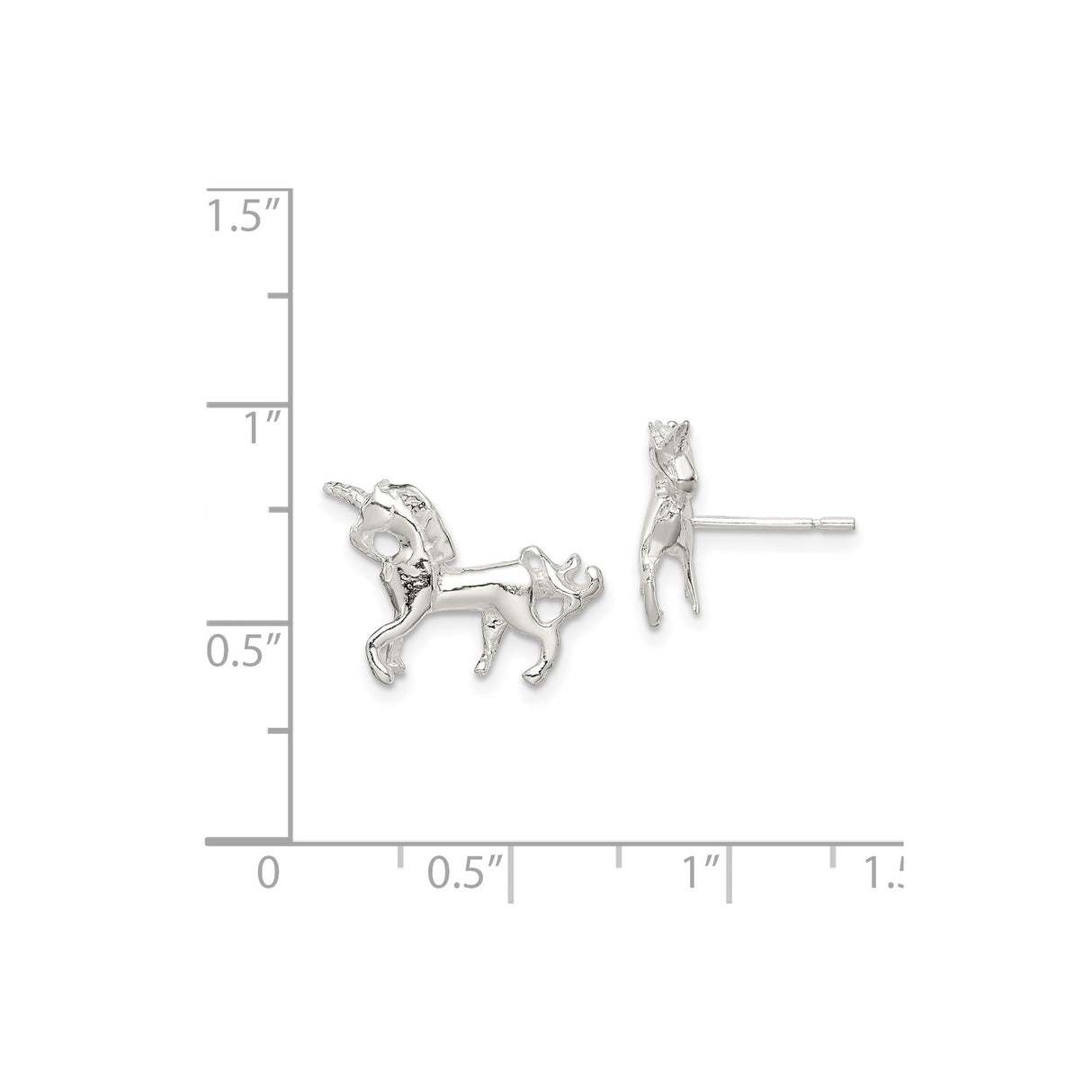 Sterling Silver Unicorn Stud Earrings Lightweight Design